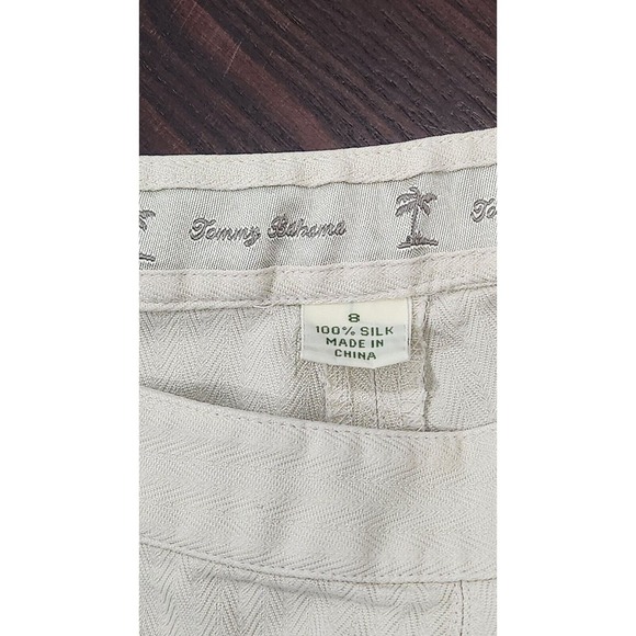 Tommy Bahama‎ Ivory Pants Silk Size 8 Womens Wide Leg Hip Zip - Picture 5 of 9